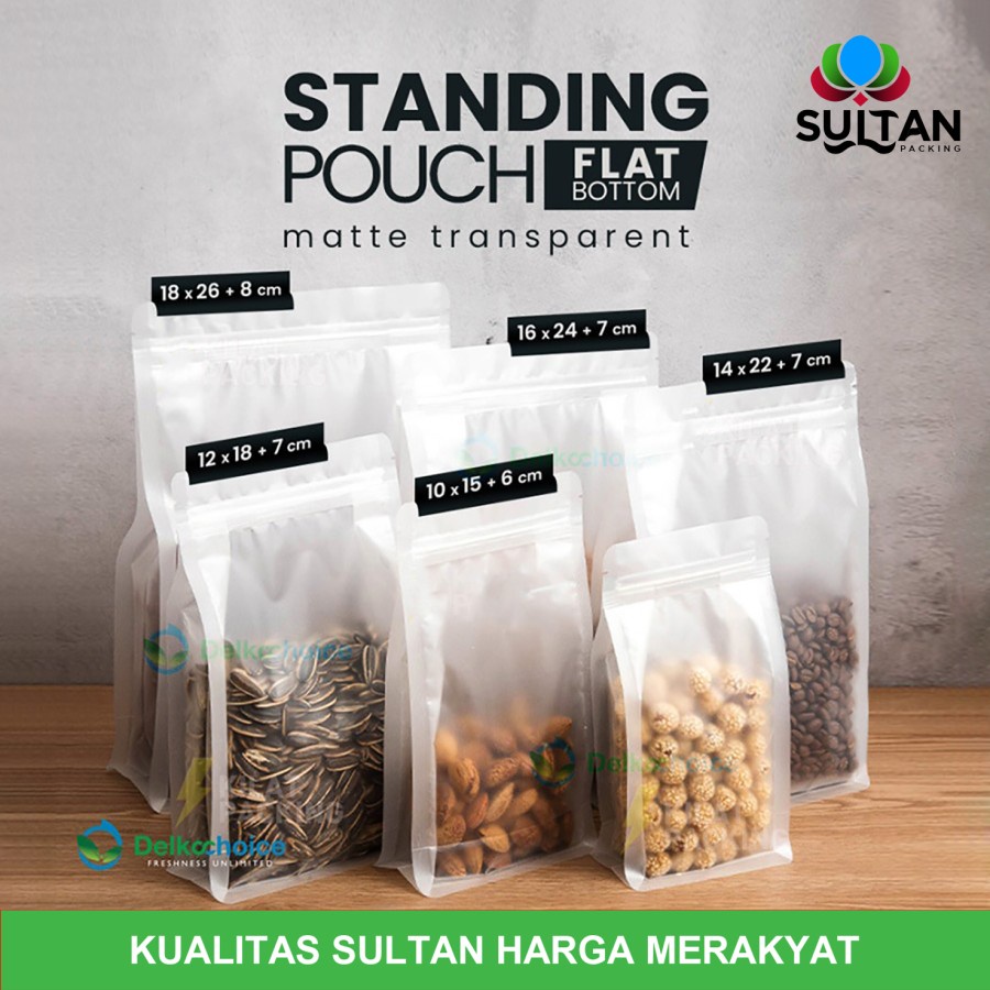 STANDING POUCH FLAT BOTTOM MATTE DOFF / KEMASAN SNACK PREMIUM SATUAN
