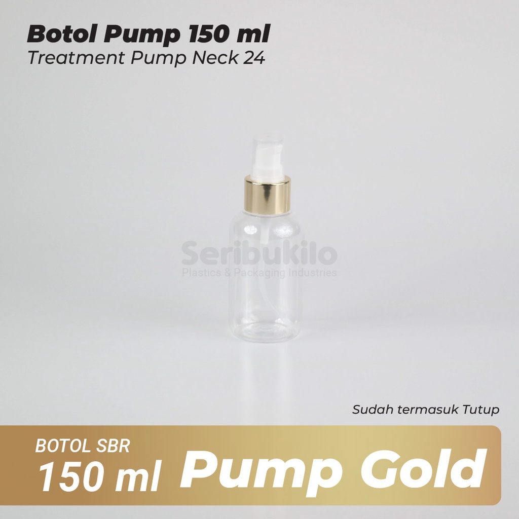 Botol Pump 150 ml SBR Gold/Botol PET Treatment Pump 150 ml Gold Half Cover