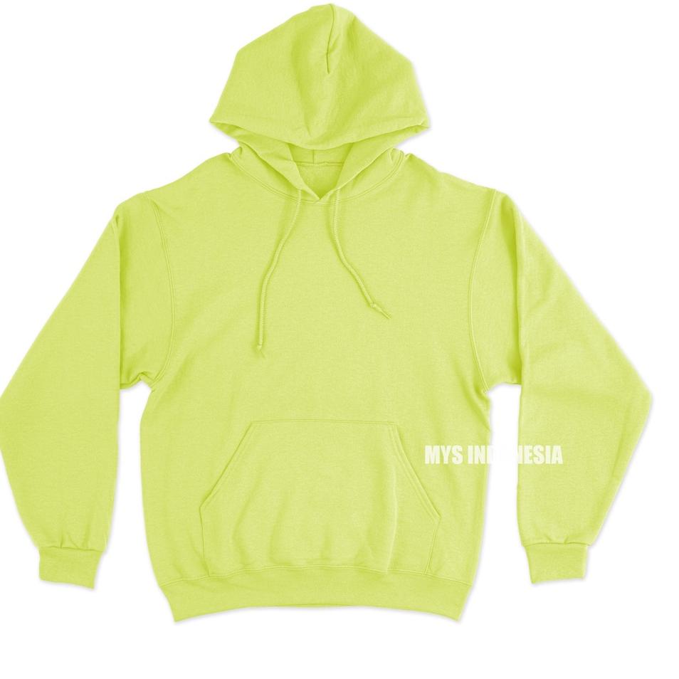 ✴ MYS INDONESIA - Hoodie Jumper Polos Hijau Neon ●