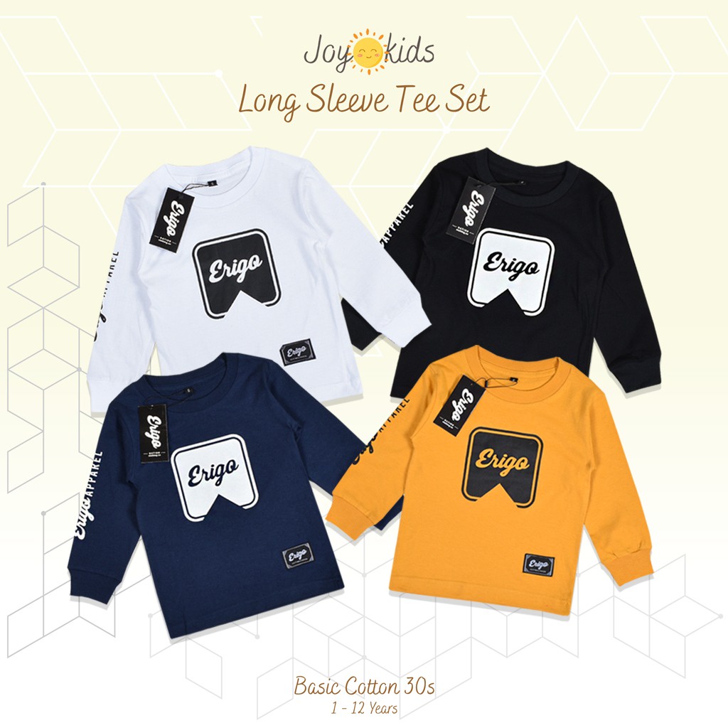 Joy Kids Kaos Anak Laki laki Perempuan Tangan Panjang Kualitas Distro Cotton Premium 1-12 Tahun