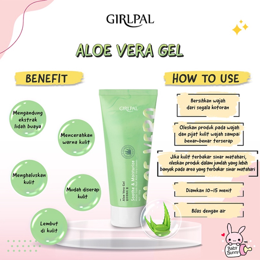 ❤ BELIA ❤ GIRLPAL Aloe Vera Gel 100g | Deep Cleansing Charcoal 100g | Centella Asiatica Peeling Gel 100g | BPOM