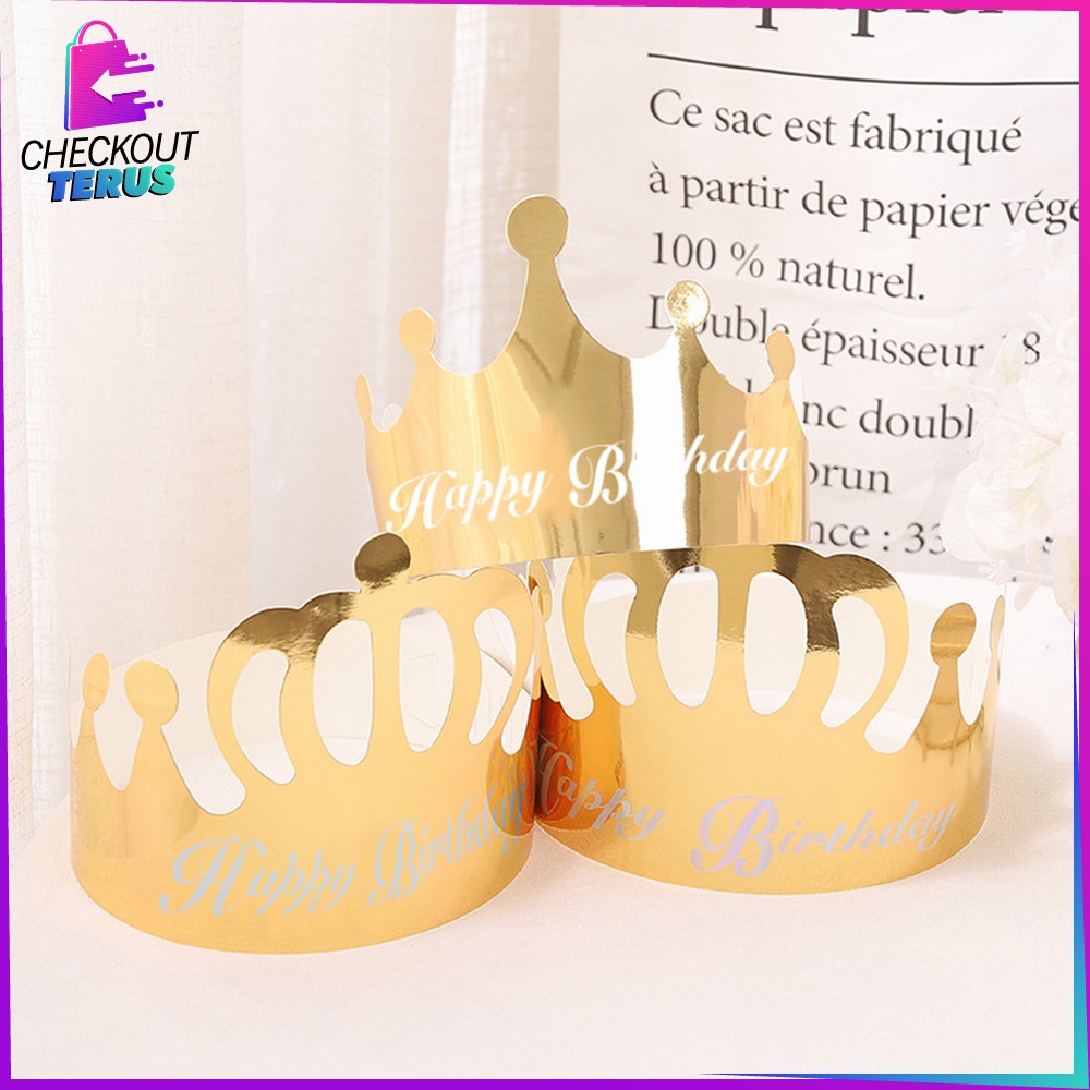 CT C790 Topi Anak Ulang Tahun Kertas Bentuk Mahkota Dekorasi Pesta Ultah HBD Crown Birthday Party Hat Topi Paper Import