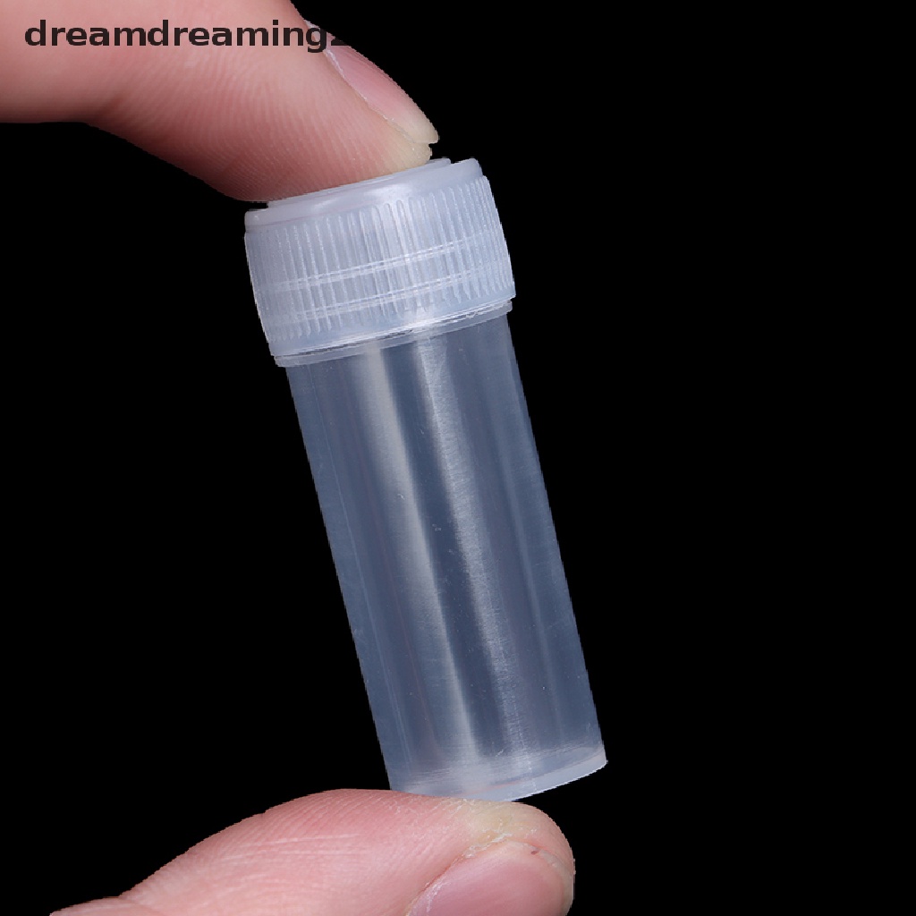 (dream) Botol Sample Plastik 5ml Tabung Reaksi Botol Kecil Mini Vial Wadah Penyimpanan.