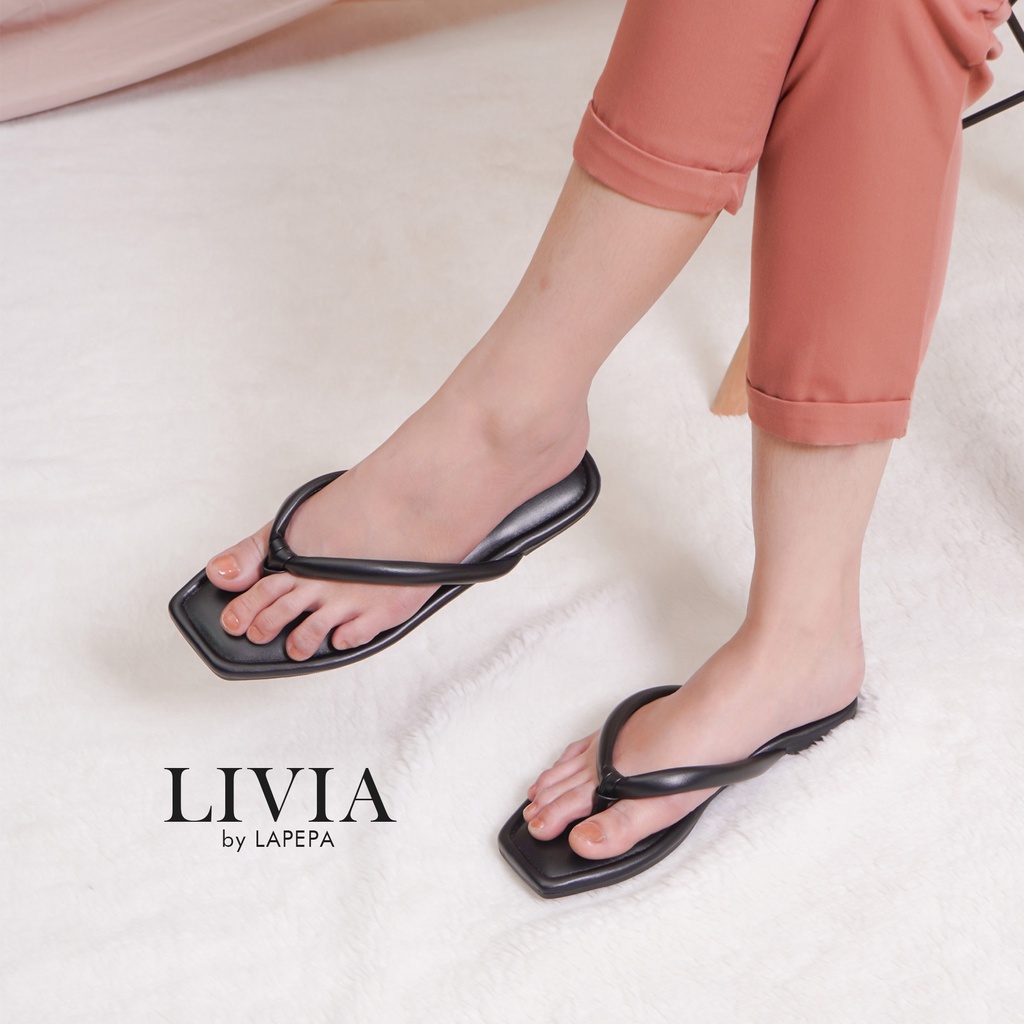 AVLINSTORE - tipe LIVIA Sandal Wanita Jepit Flat Cewek Teplek Kekinian Empuk