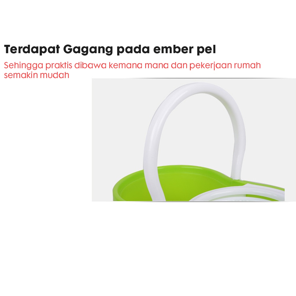 Set Alat Pel Lantai STAINLESS Super Mop Dengan Ember Pencuci Putar | hand preassure rotary mop 360