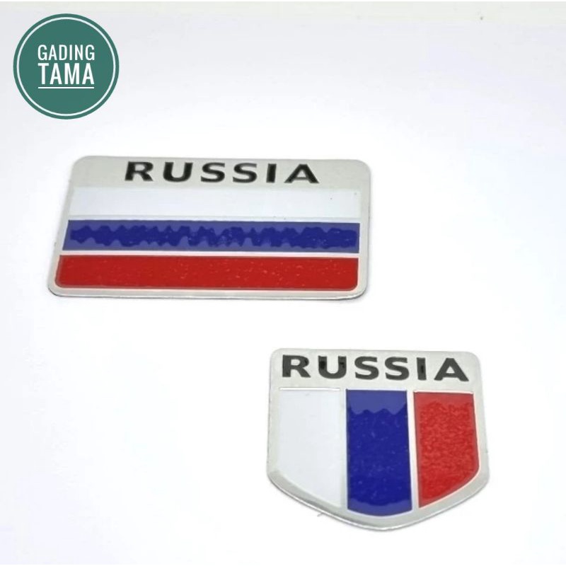 Emblem Stiker Mobil Bendera RUSSIA RUSIA Bahan ALUMINIUM