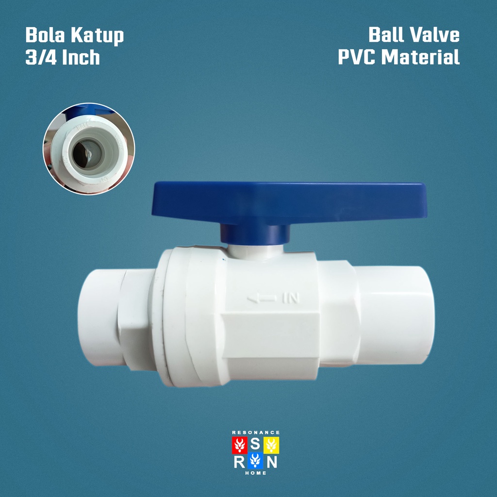 Ball Valve PVC 3/4 Inch Jantung Besi / Stop Kran PVC Resonance Home