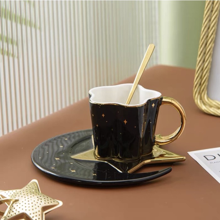 

Esmee Cup set with Tray / hampers idul fitri lebaran cangkir keramik - Black