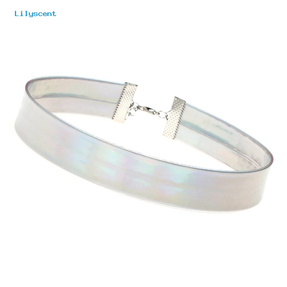 [LS] Warna-warni Hologram Choker Kerah Kalung Laser Punk Perhiasan Pesona Lady Hadiah