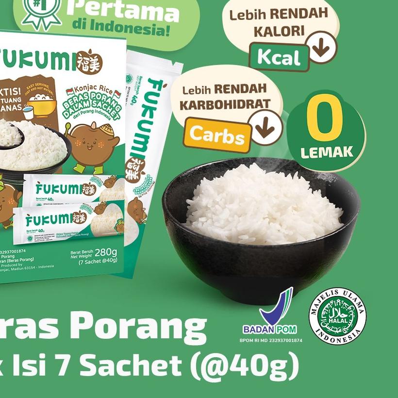 

♣ FUKUMI BERAS PORANG BOX SACHET - Fukumi Shirataki Beras Konjac Rice Diet isi 7 sachet x @40gr ➪