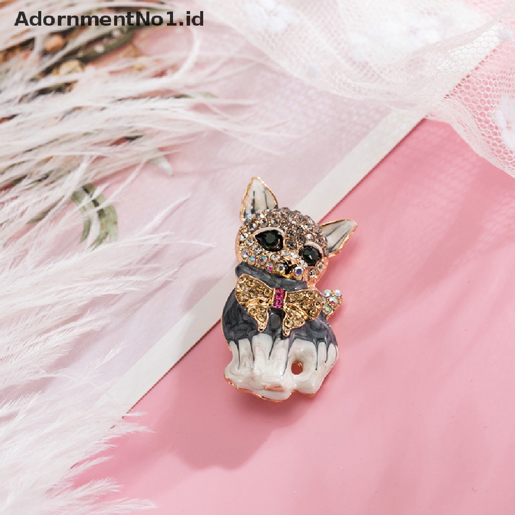 [AdornmentNo1] Kartun Hewan Kucing Bros Lucu Vintage Berlian Imitasi Kucing Baju Kerah Pin Tas Lucu Lencana [ID]