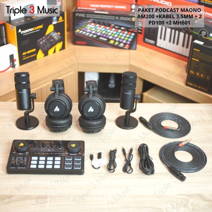 Paket Podcast 2 Orang Maono AM200 With PD100 Broadcast mic &amp; Headphone