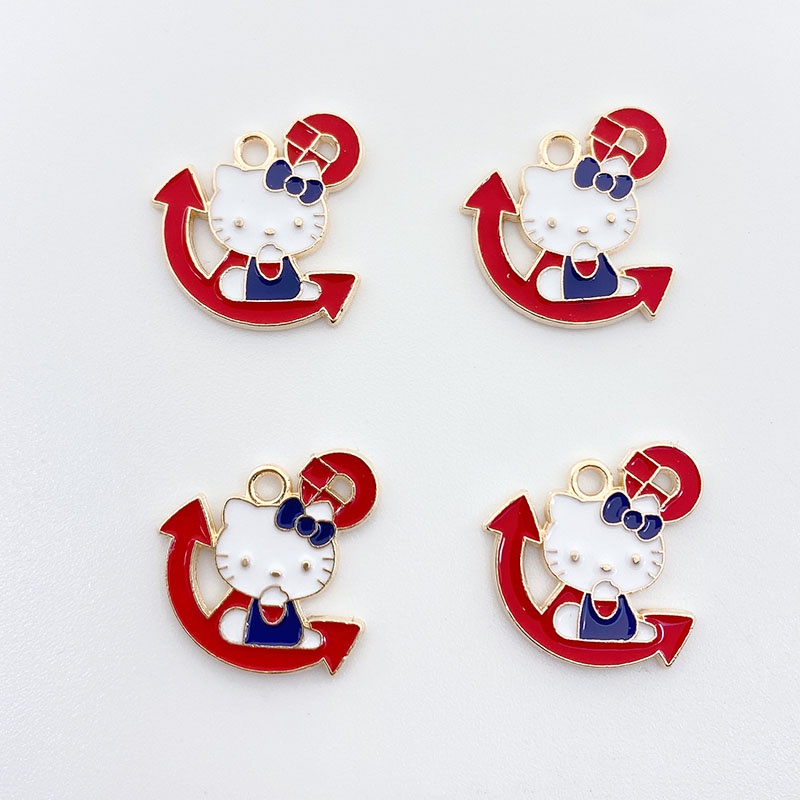 4pca Paduan Tetesan Minyak Liontin Kitten Kartun Hewan Anting Perhiasan DIY Handmade