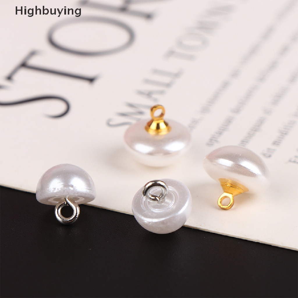 Hbid 10Pcs 10mm / 12mm Mushroom Faux Plastic Shirt Semicircle Pearl Buttons Shank Button For Clothing Decorative Mini Sewing DIY Glory