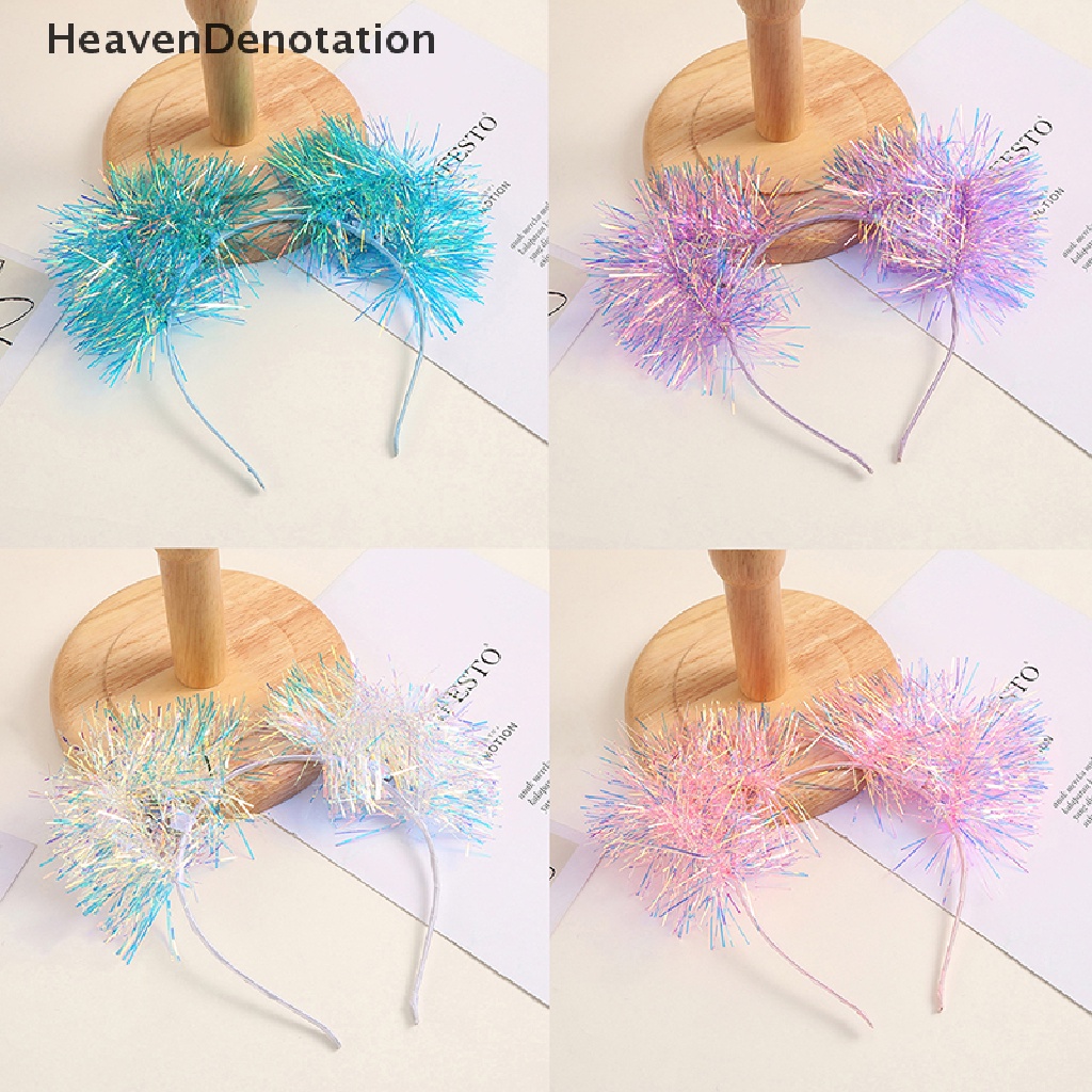 [HeavenDenotation] Sederhana Aksesoris Rambut Wanita Siswa Mencuci Rambut Wajah Hairband Plastik Bersinar Bentuk Pompom Bando Warna-Warni Rambut Hoop HDV