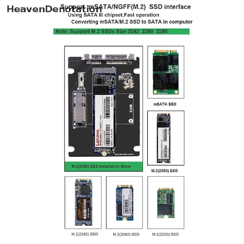 [HeavenDenotation] Msata Ssd Ke 2.5 ''SATA 6.0gps Adapter Converter Kartu Modul Papan Mini Pcie Ssd HDV