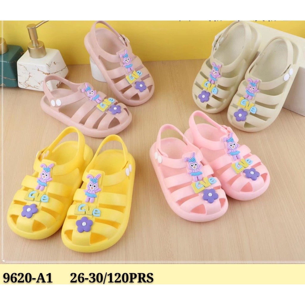 Sandal Anak Perempuan Gladiator Import Jibbitz  Flower &amp; LoveTali Belakang Winola Collection WNL 9620-A1