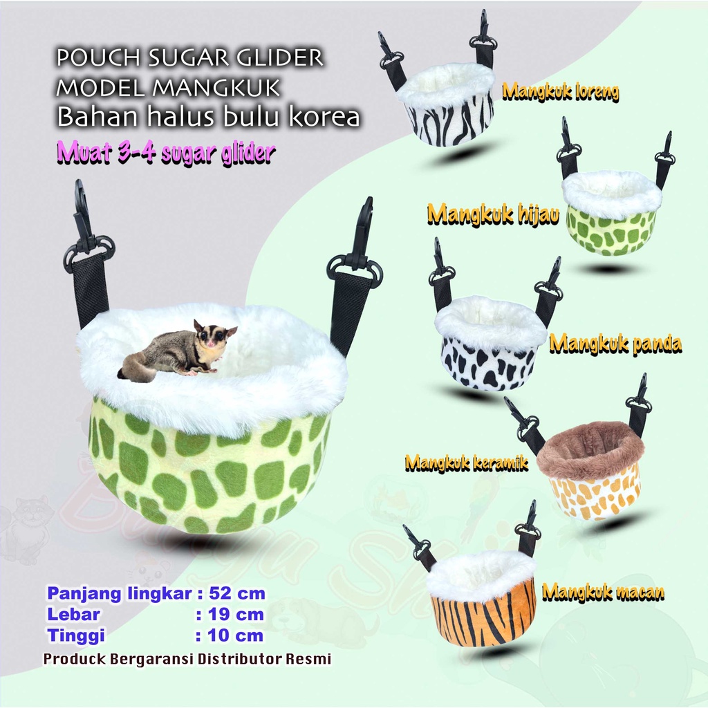 SLEPING POUCH SUGAR GLIDER-MANGKUK-RUMAH SUGAR GLIDER-TEMPAT TIDUR,TEMPAT BERMAIN,AYUNAN SUGAR GLIDER-BAHAN BULU KOREA TEBAL