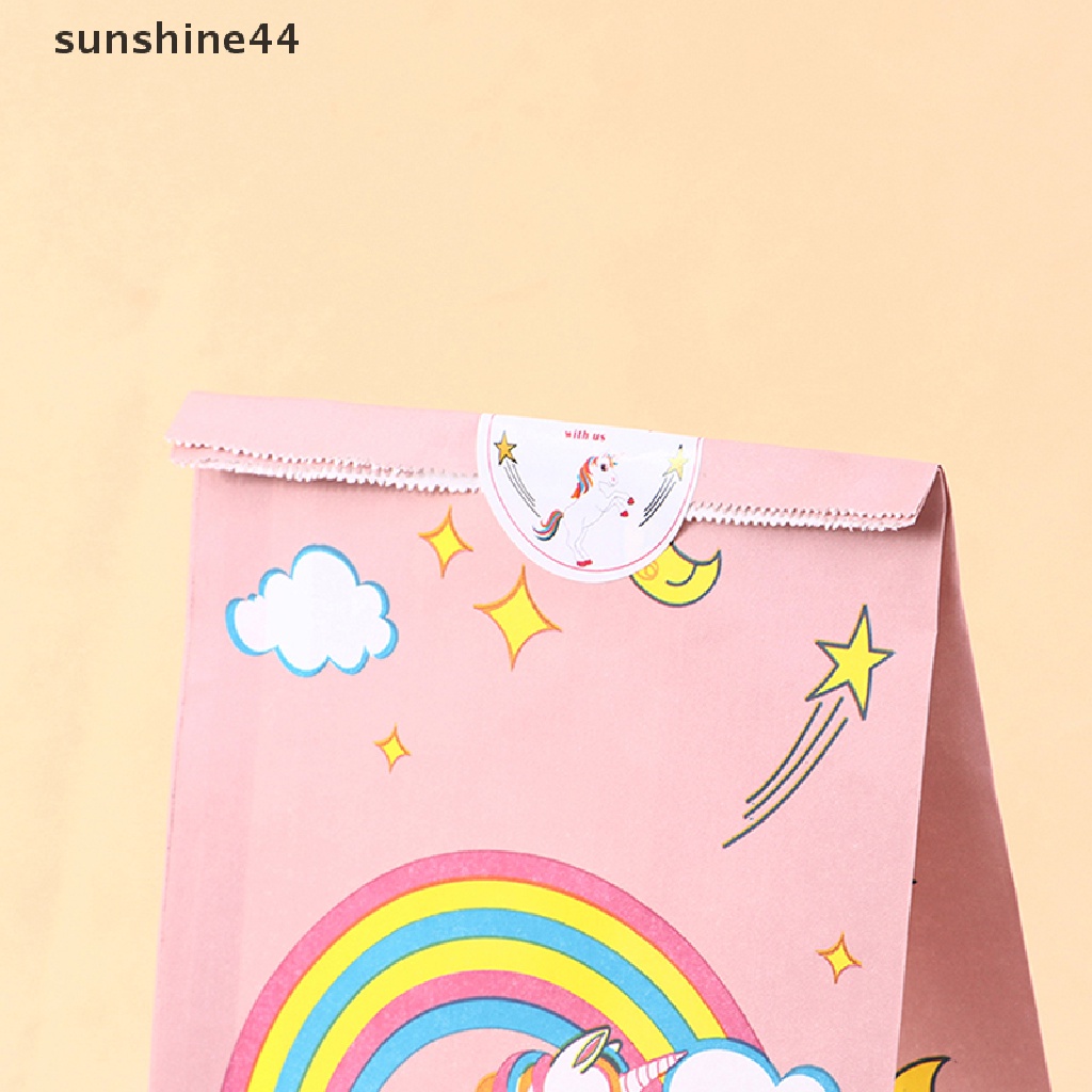 Sunshine 12Pcs/Pack Unicorn Paper Candy Gift Bag Kantong Kertas Kraft Kue Pesta Unicorn ID