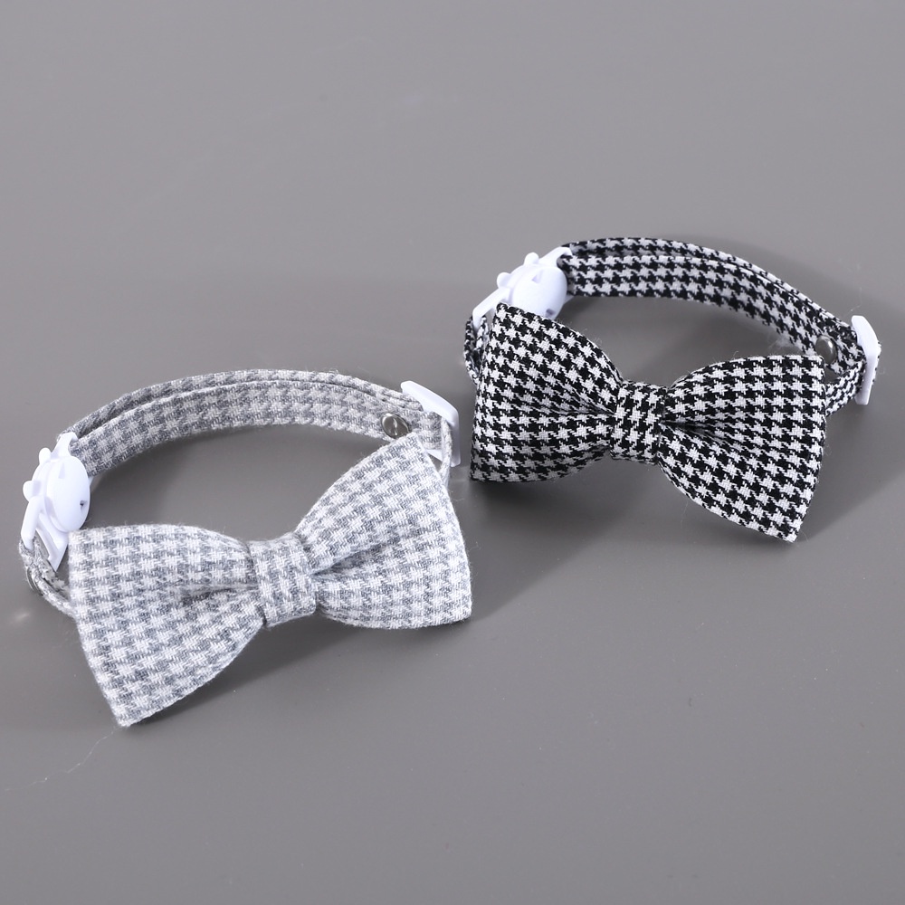 Dasi Kupu-Kupu Peliharaan Kerah Kucing Anjing Gaya Inggris gentleman houndstooth plaid bow tie anti-Sedak Kerah Yang Dapat Disesuaikan Aksesoris Pernikahan Hewan Peliharaan