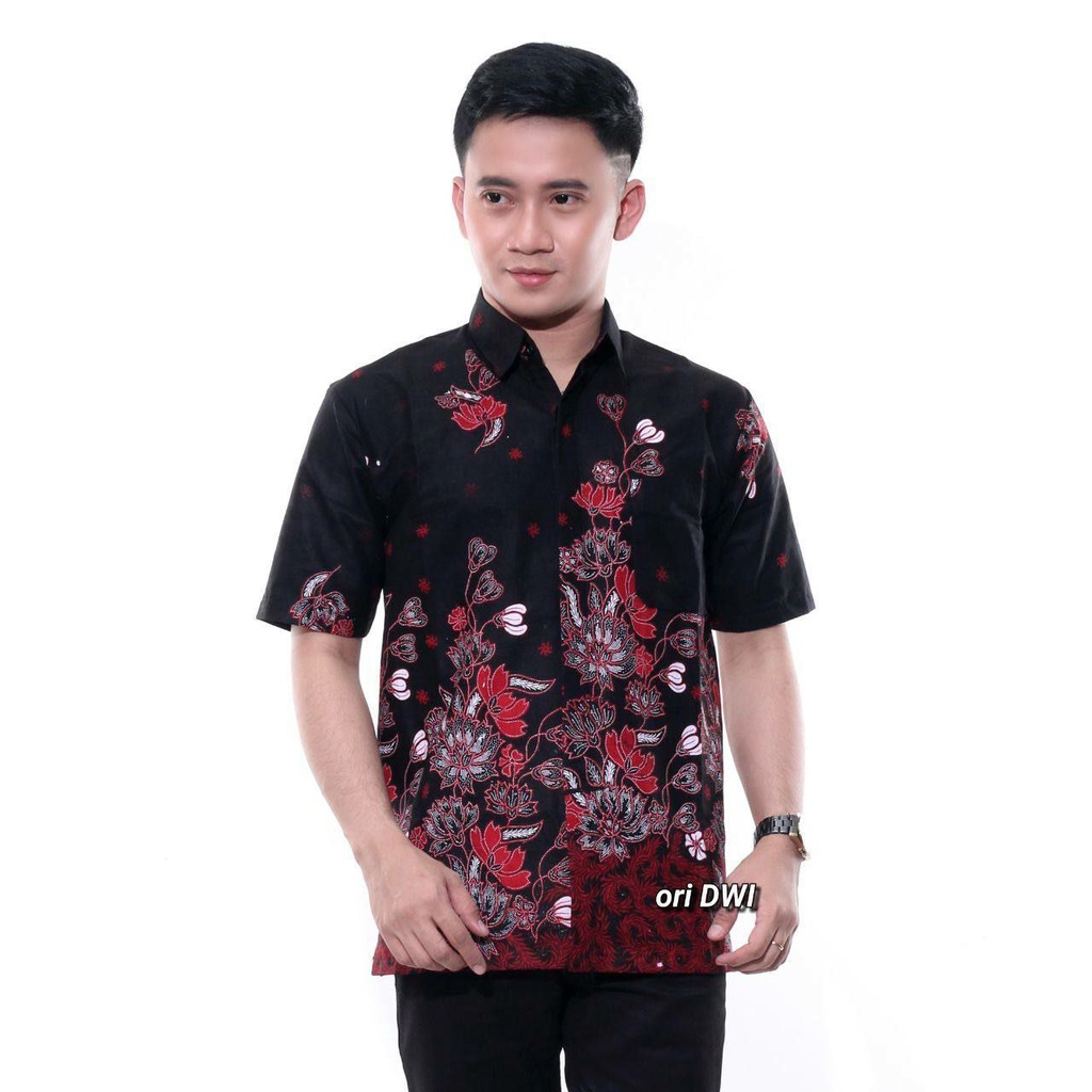 grosir batik hem pria lengan pendek beragam motif bahan adem nyaman