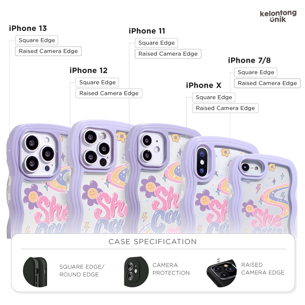 For iPhone - She Can 2in1 Pastel Wavy Case