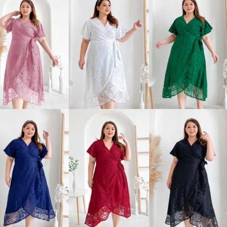 PALING DIMINATI CALLISTA Dress Bigsize Brokat Update | Dress Jumbo Wanita | Dress Pesta Jumbo