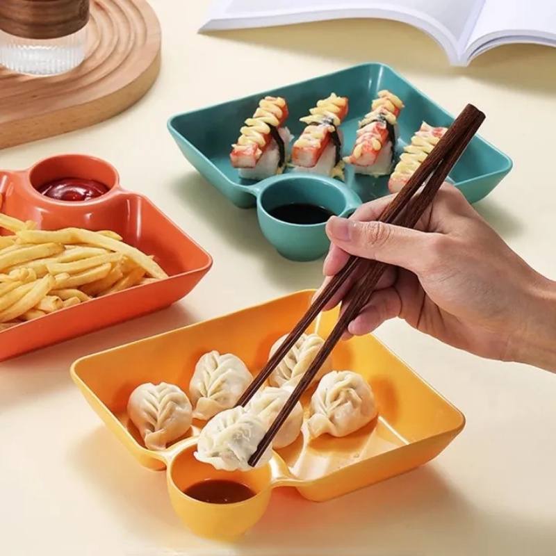 Japanese Dumpling Sushi Dipping Dish/Wadah Makanan Penutup Snack Tray Bahan PP