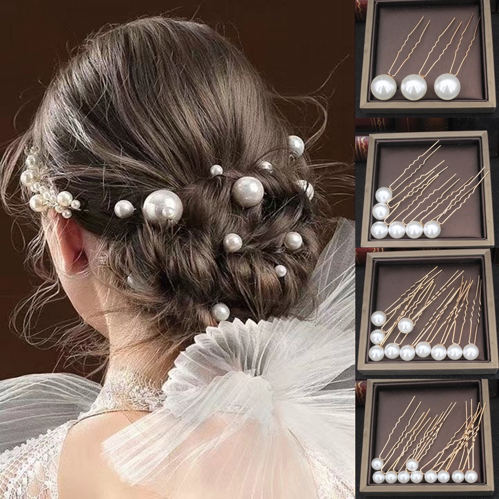 1-20 Pcs Berlian Imitasi Manis Kristal Bridal Vine Tiara Hairband French Fairy Hair Clip Flower Pearl U-shaped Pins Barrettes Wedding Hair Combs Aksesoris Perhiasan Elegan