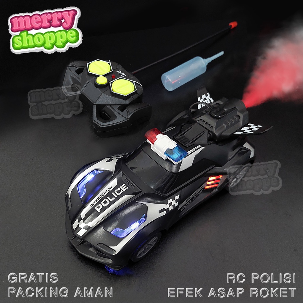 Mobil Asap RC Spray Car Remote Control Polisi Efek Roket Jet Turbo dengan lampu