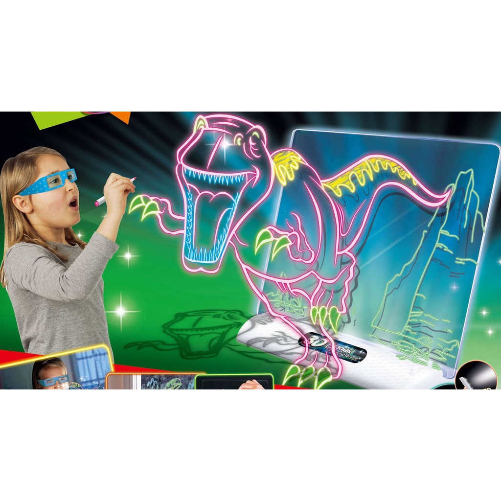 Mainan Anak 3D MAGIC DRAWING BOARD Papan Tulis Ajaib Lampu LED Drawing