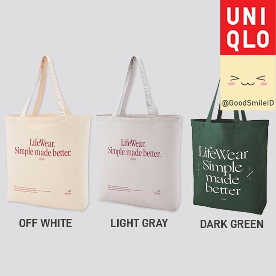 Tote Bag Wanita Resleting UNIQLO ECO BAG TAS TOTE SHOPPING KANVAS ECO MOTIF JASTIP PILIH WARNA M BIS