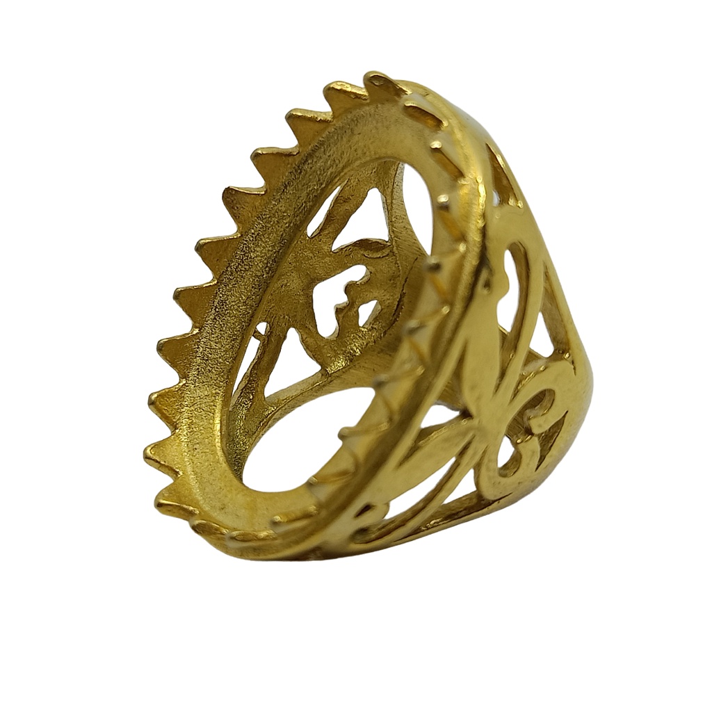 Emban Cangkang Ring Cincin Titanium Emas Jumbo 32x22 - VeE Cincin Pria