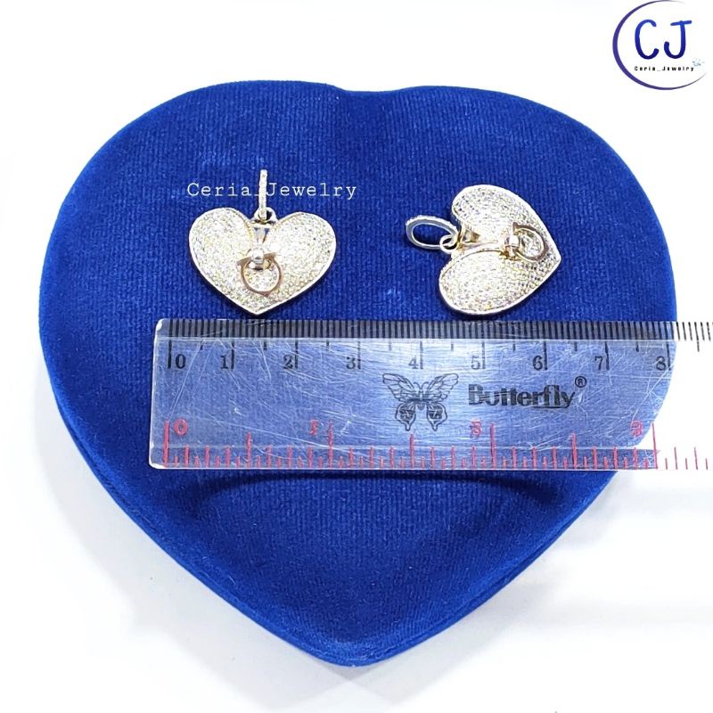 Kalung Perak Asli Wanita Silver 925 Lapis Emas Putih Model Liontin Love Ring - Perhiasan Perak Asli