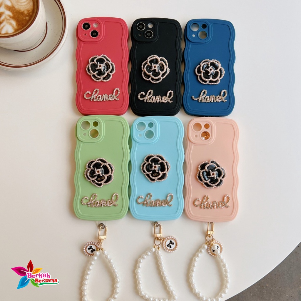 GC13 SOFTCASE WAVY FLOWER 3D LANYARD FOR IPHONE 6 6+ 7 8 SE 2020 7+ 8+ X XS XR XS MAX 11 12 13 14 PLUS PRO MAX BB7706