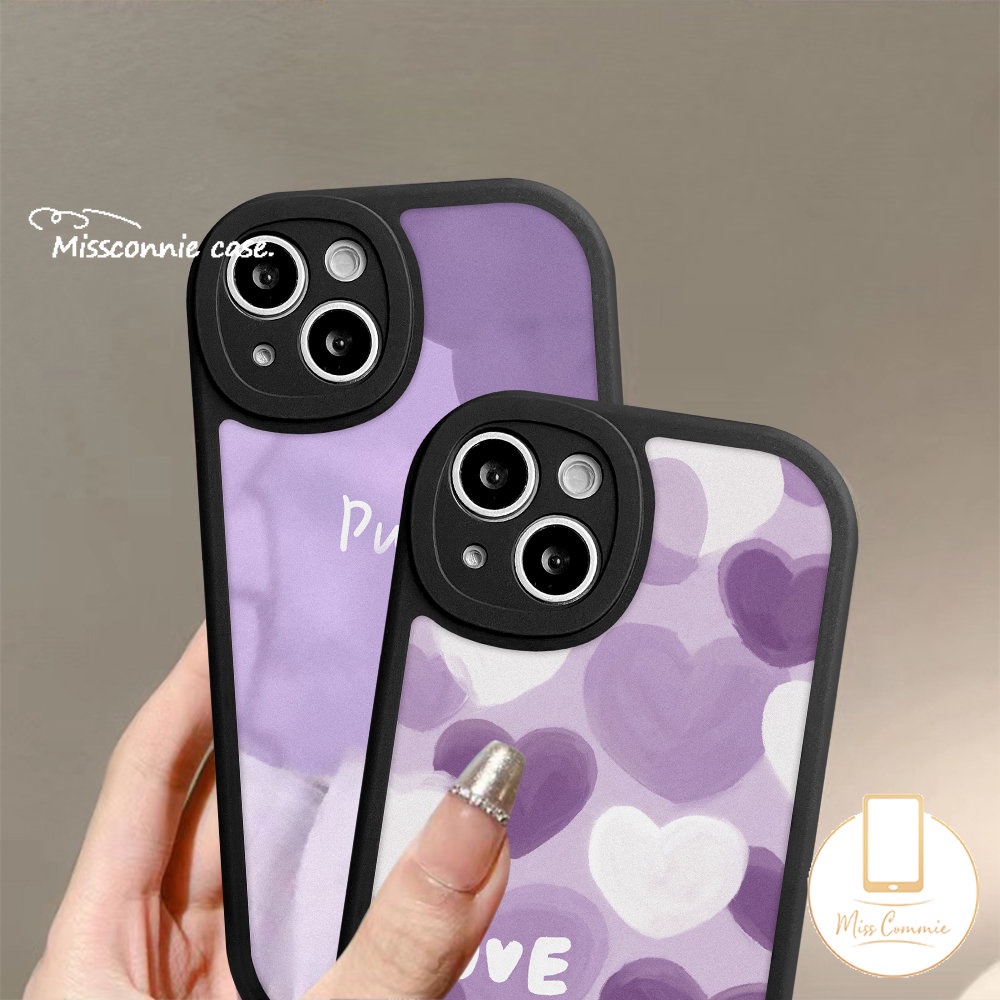 Redmi Note 10Pro 11 9 11s 10s 8 9Pro 9s 11Pro+8Pro Mi 12 11 Lite Redmi 12C A1 9T 9 10C 9A 10 10A 9C POCO X3 NFC Pro F4 M3 Lukisan Minyak Love Heart Purple Art Paint Case Motif