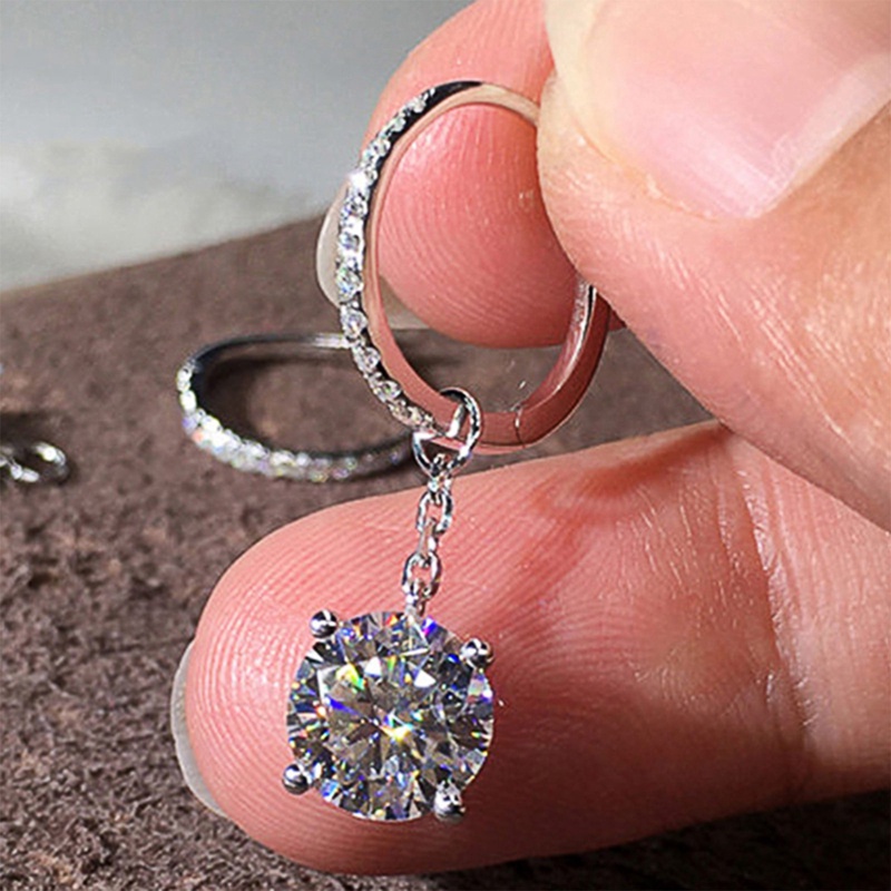 Anting Menjuntai Wanita Bergaya Sederhana Dengan Rantai Cubic Zirconia Bulat Terkait Halus Pengantin Pernikahan Perhiasan Trendi