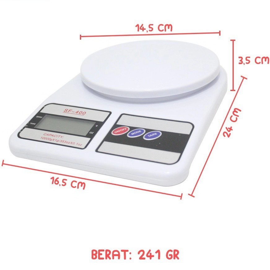 Timbangan Dapur Digital SF400  Kitchen Scale Kue Buah Sayur TIMBANGAN KUE SF400 / TIMBANGAN DAPUR DIGITAL ELEKTRIK 10KG SF-400 / TIMBANGAN MINI SERBAGUNA / Kitchen Scale Timbangan