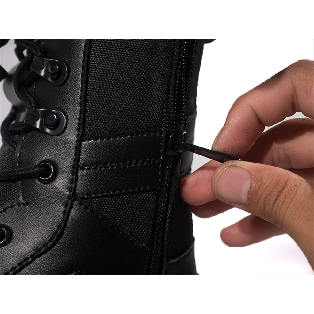 SEPATU PDL SAFETY UJUNG BESI PDL TNI AD POLRI SECURITY SATPAM SAFETY BOOTS PRIA KERJA LAPANGAN OUTDOOR ANTI LICIN MURAH BERKUALITAS WARNA HITAM