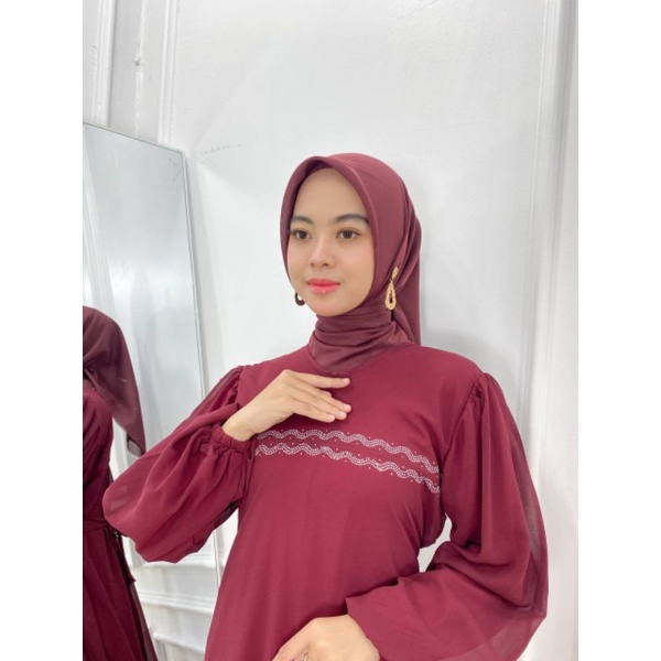 PB Prilly Busana - DIVA DRESS PAYET CERUTY LENGAN BALON - GAMIS PAYET POLOS