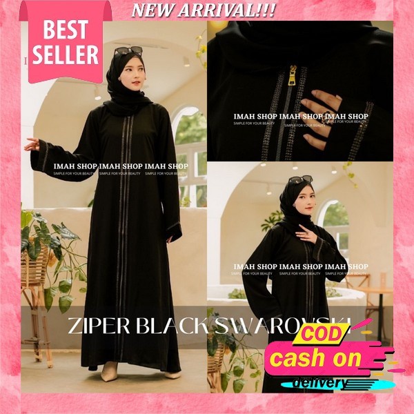 Bisa Cod (Gamis Abaya Hikmat Kw Premium Gamis Abaya Hitam Turkey Terbaru Gamis Toko Alfi Original By