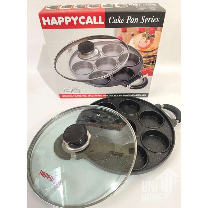 Cetakan kue 8 lubang datar happy call- cetakan apem stainless