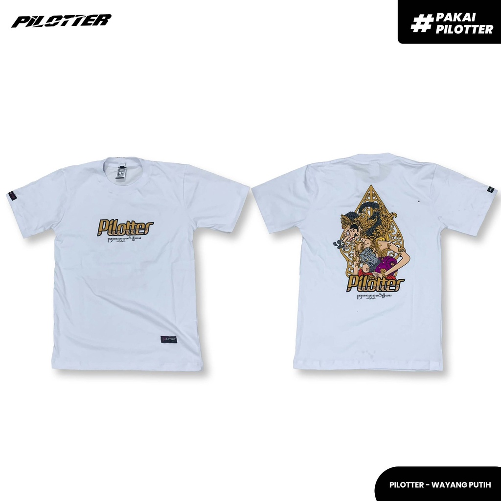 Pilotter Kaos Wayang Putih Original Free Sticker
