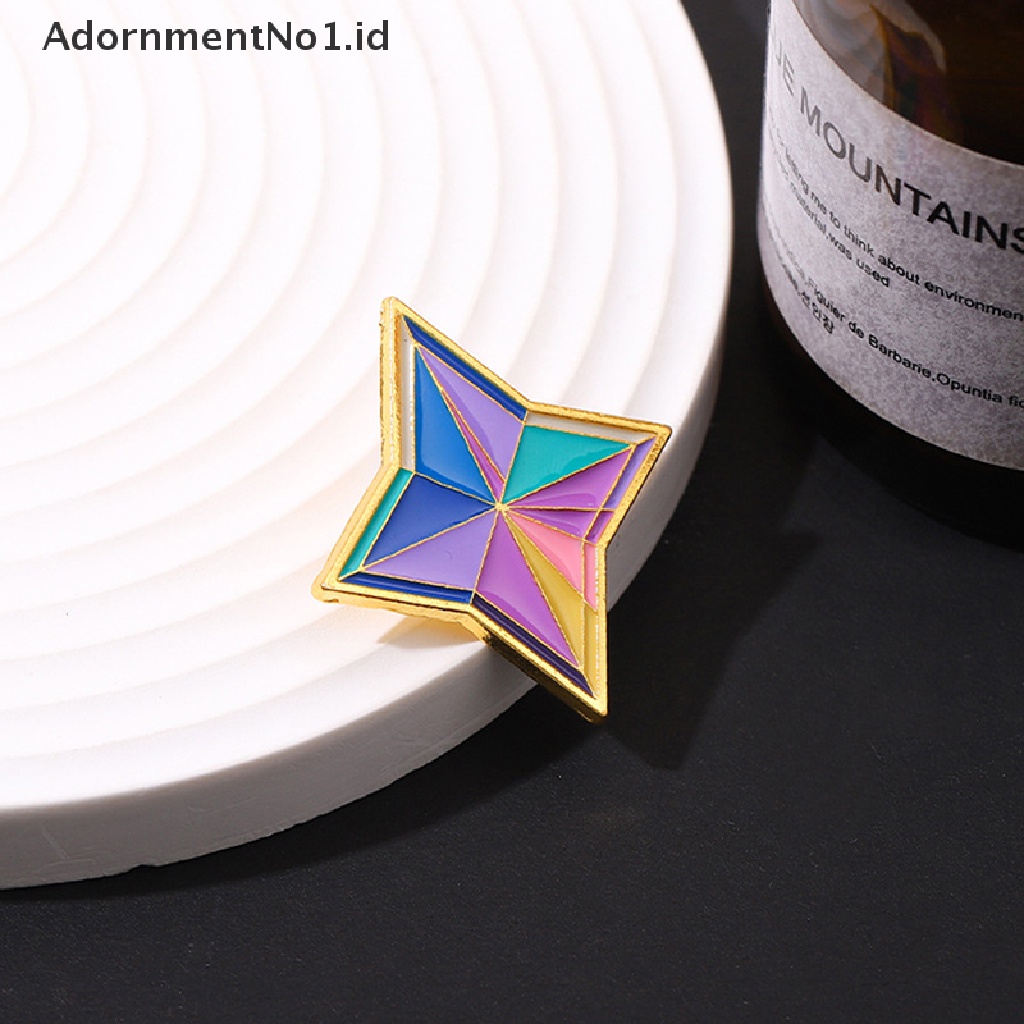 [AdornmentNo1] 1pc Bros Lencana Cat Logam Belah Ketupat Warna Primogems Enamel Pin Perhiasan Game [ID]