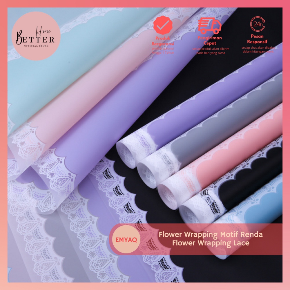 

Better Home - [5 LEMBAR] Flower Wrapping Lace Frame Kertas Bucket Motif Renda EMYAQ