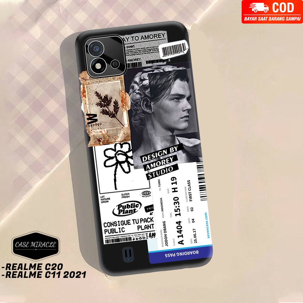 CM Case REALME C20 / C11 2021  Softcase Lentur Warna Hitam Macaron Protector Lensa Kamera Kaca  [ ES
