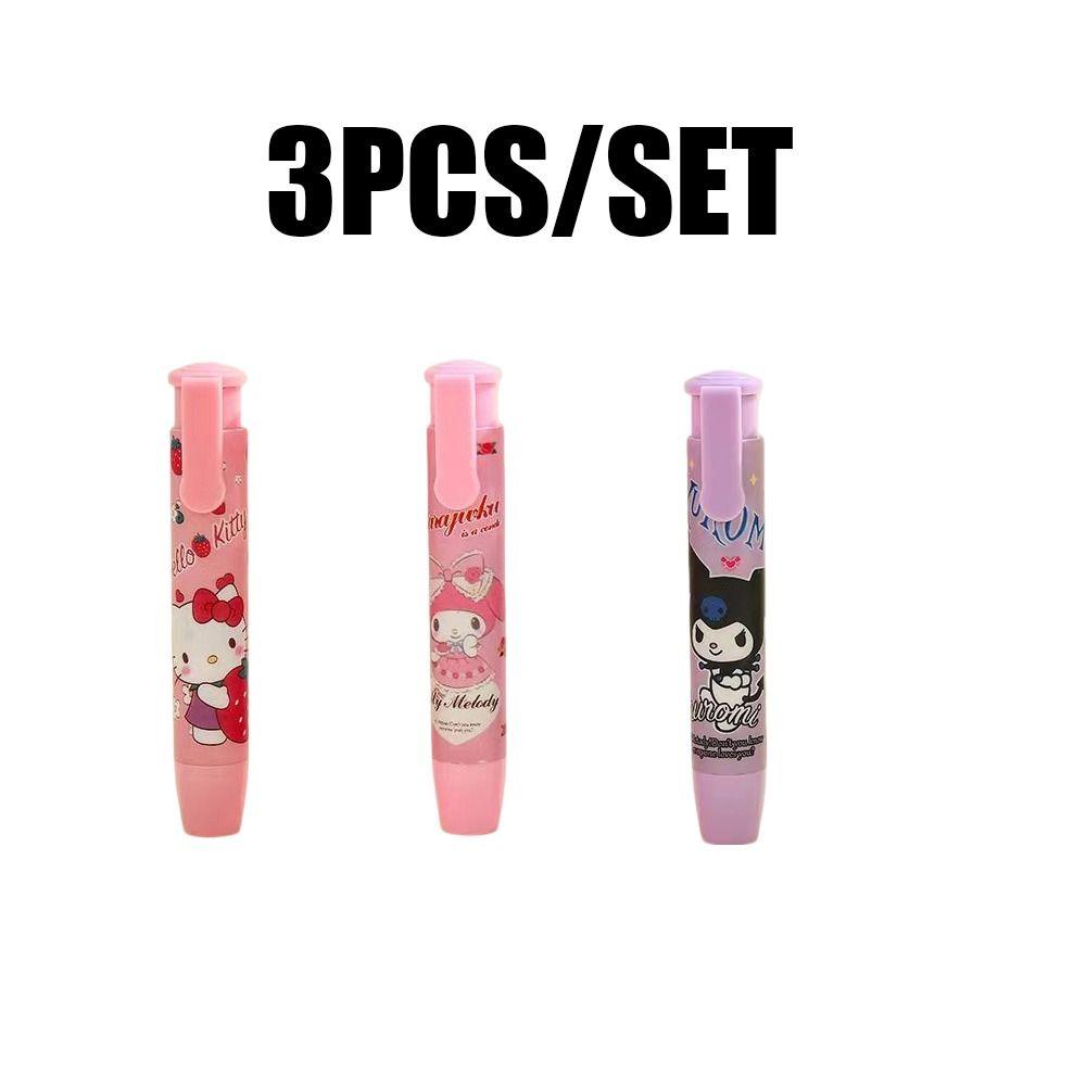 Nanas 3pcs /Set Creative Press Eraser Hadiah Pensil Siswa Kawaii Kuromi