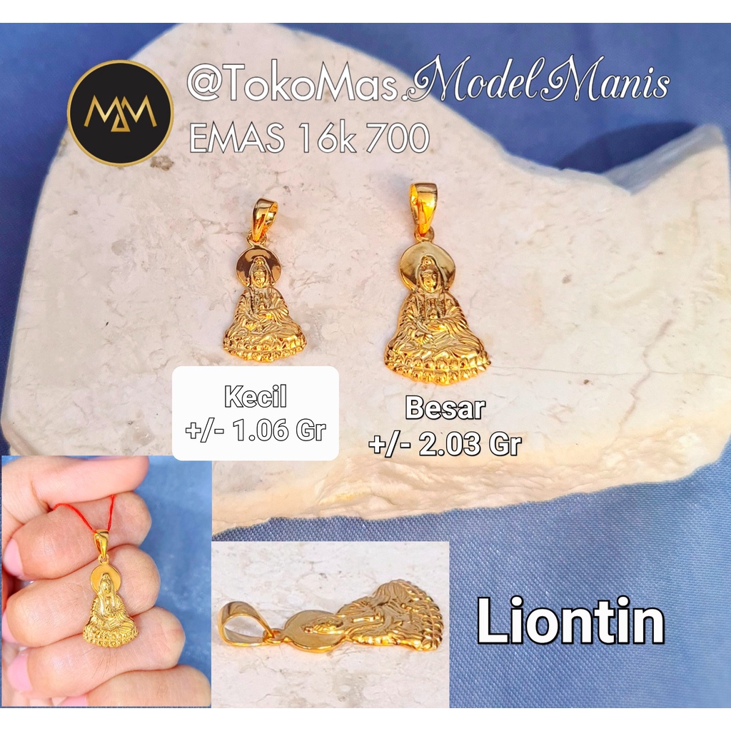 Liontin dewi kwan im emas kuning 700 kadar 16k