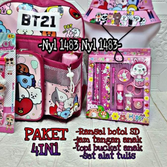 ➮ Tas ransel anak perempuan  Little pony 4 in1 - tas + topi + jam + paket pinsil gratis botol minum 
