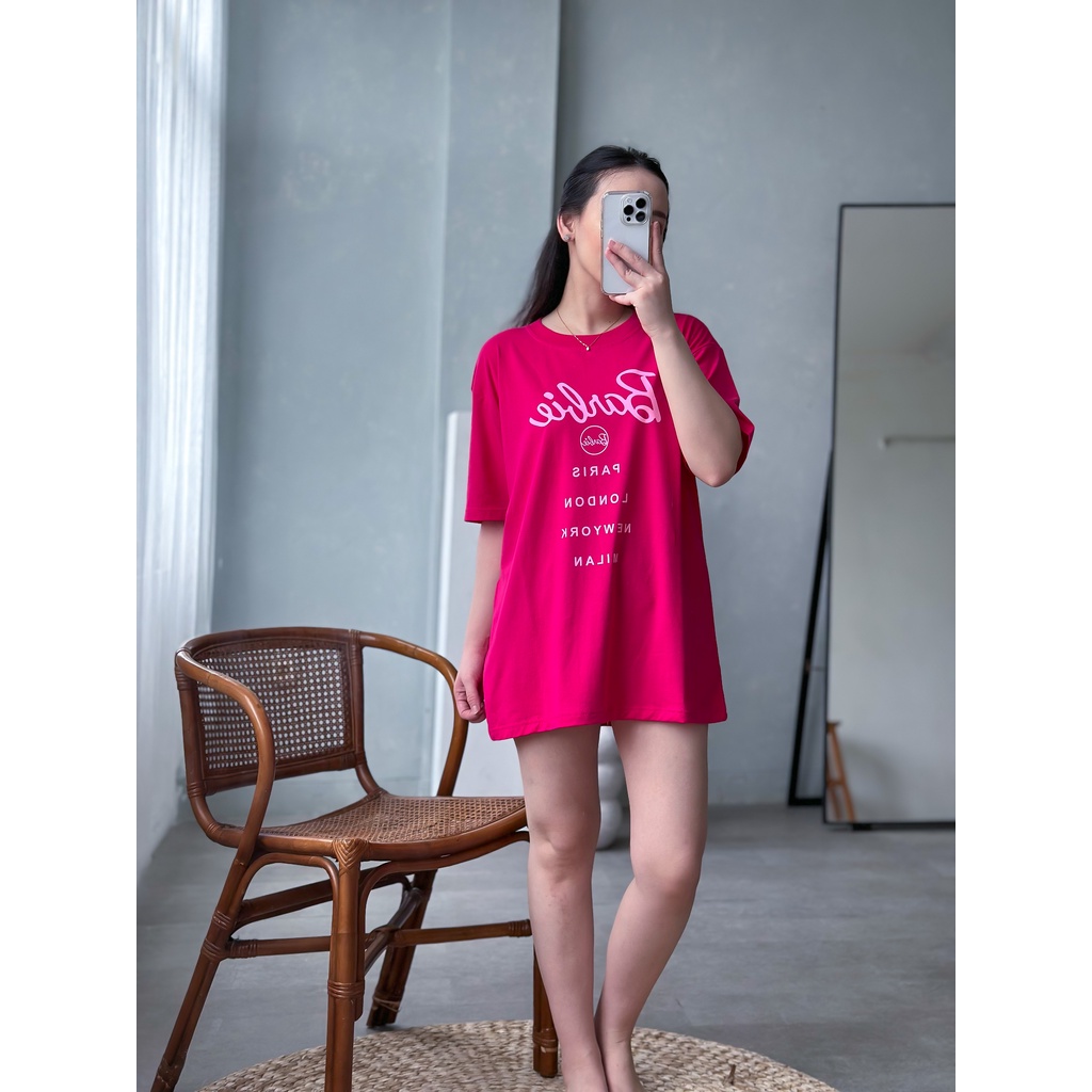 Kaos Oversized Wanita Lengan Pendek Bahan Katun Motif Tumblr